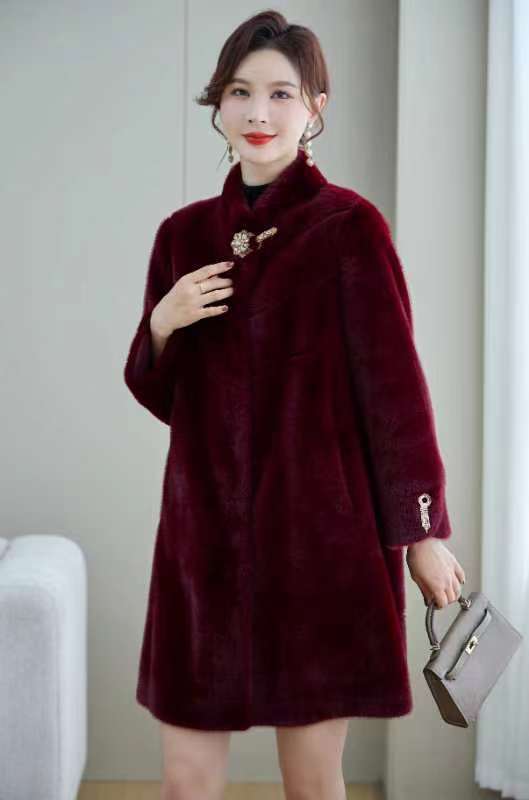 HF-ATFR96977: Winter Thick Warm Faux Mink Fur Coat Luxury Designer Clothes