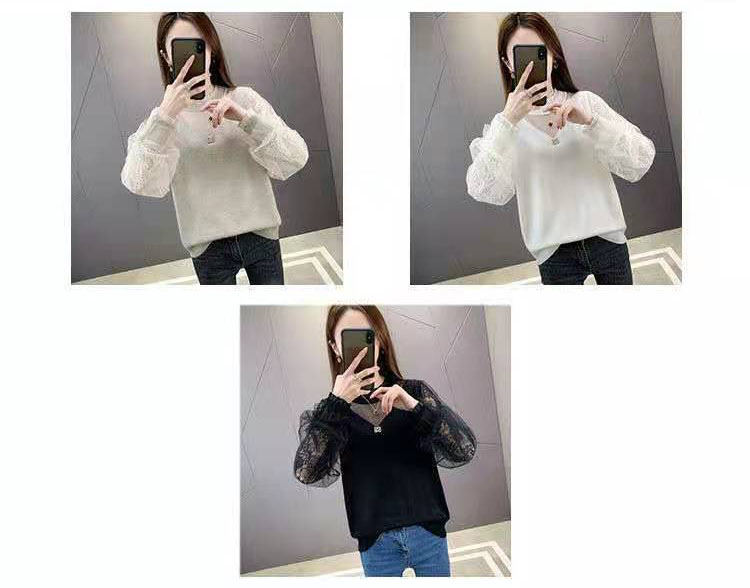 HF-BTST01: Undershirt, spring lace sweater, women's knitwear over early spring thin top