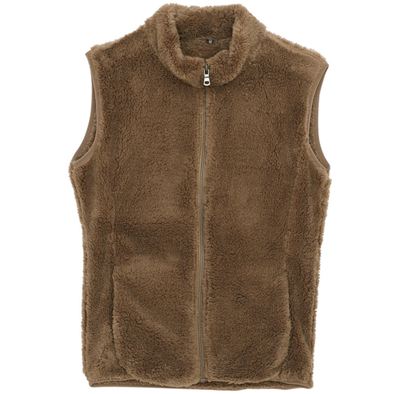 HF-FLVT02: Women's coral velvet double-sided fleece thickened outdoor fleece vest with inside pockets