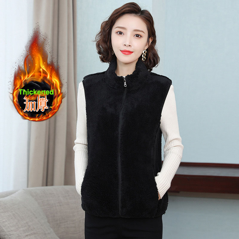 HF-FLVT02: Women's coral velvet double-sided fleece thickened outdoor fleece vest with inside pockets - Click Image to Close