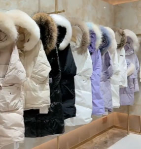 HF-PKOZ03: Luxury large fox fur collar duck down winter coat