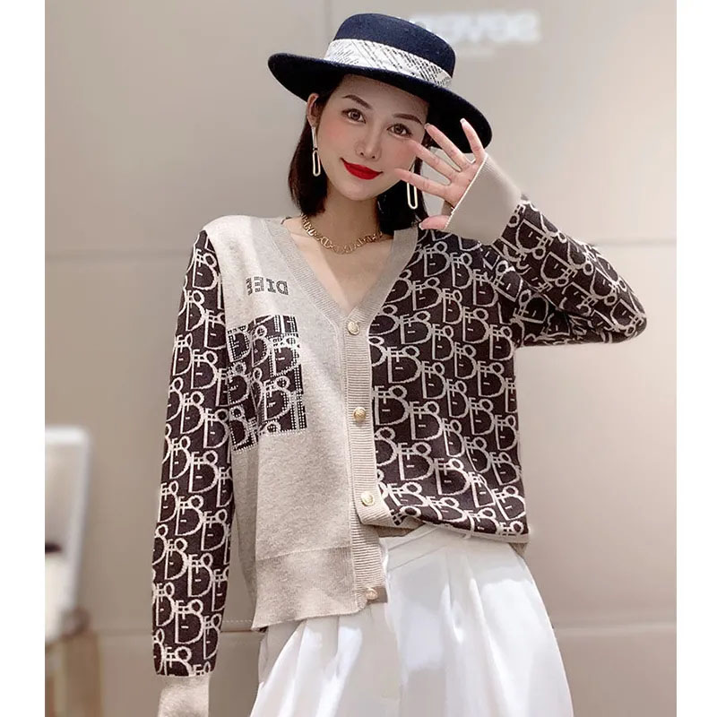 HF-SWT06: Spring and Autumn Loose Jacquard Thin Sweater Knitted Cardigan Jacket