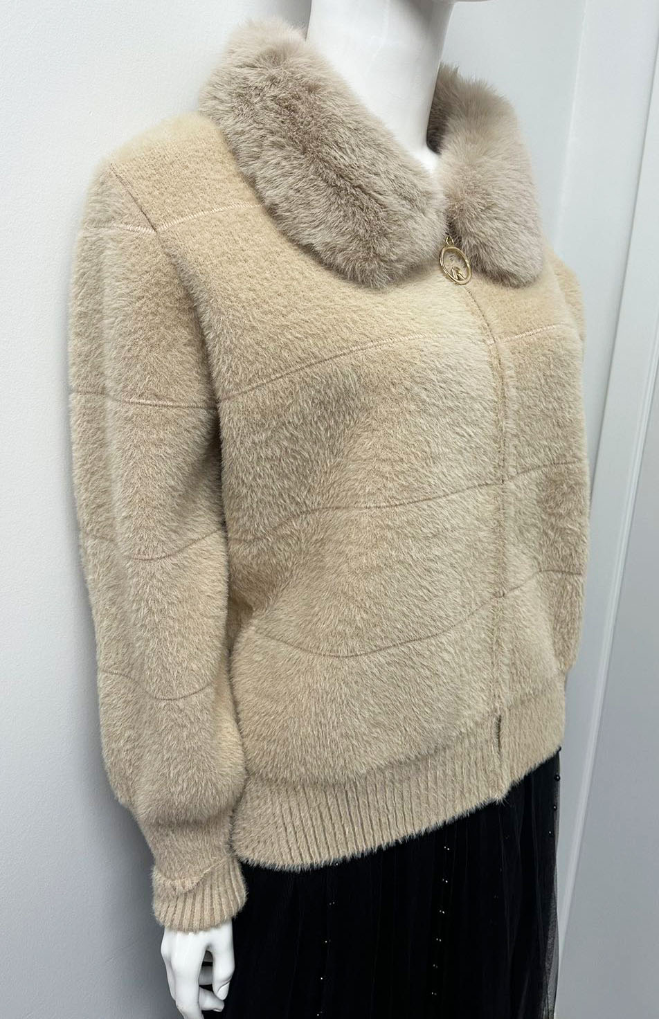 HF-FCLK1: Fall and winter mid-length thick imitation mink velvet jacket